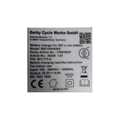 Doctibike Chargeur Derby 36V 4,5A