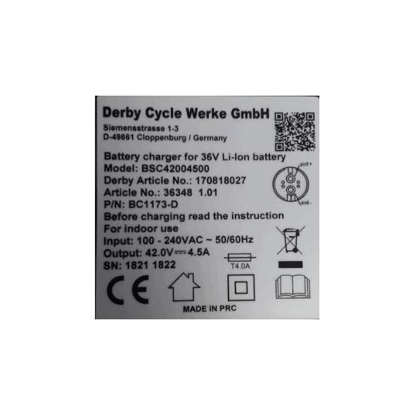 Doctibike Chargeur Derby 36V 4,5A